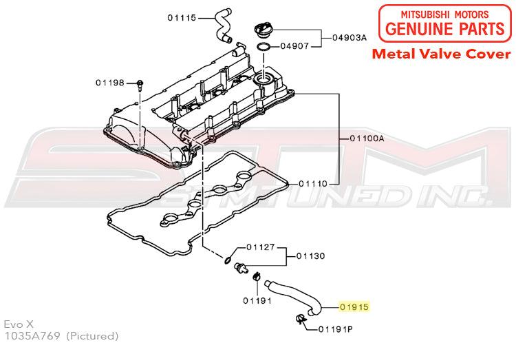 Mitsubishi PCV Valve/Front Valve Cover Hose - Evo X