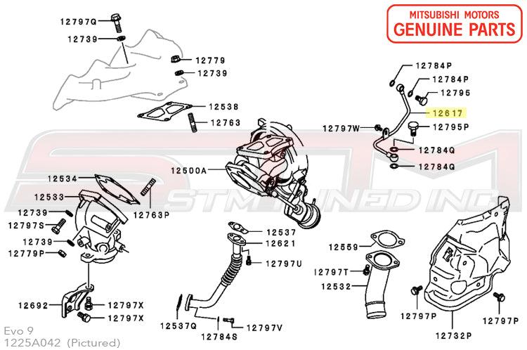 Mitsubishi OEM Turbo Oil Feed Line for Evo 9 (1225A042)