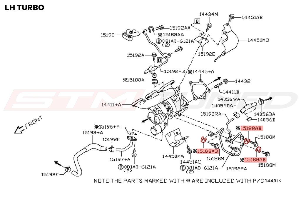 Nissan OEM Turbo Water Line Eyebolt Gasket for R35 GTR 300ZX (15189-40P00)