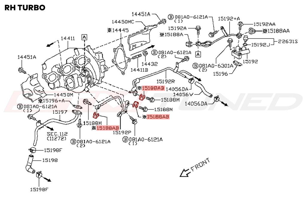 Nissan OEM Turbo Water Line Eyebolt Gasket for R35 GTR 300ZX (15189-40P00)
