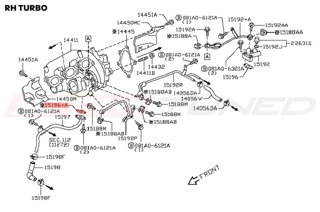 Nissan OEM Turbo Oil Return Line Gasket for R35 GTR (15196-JF00B)