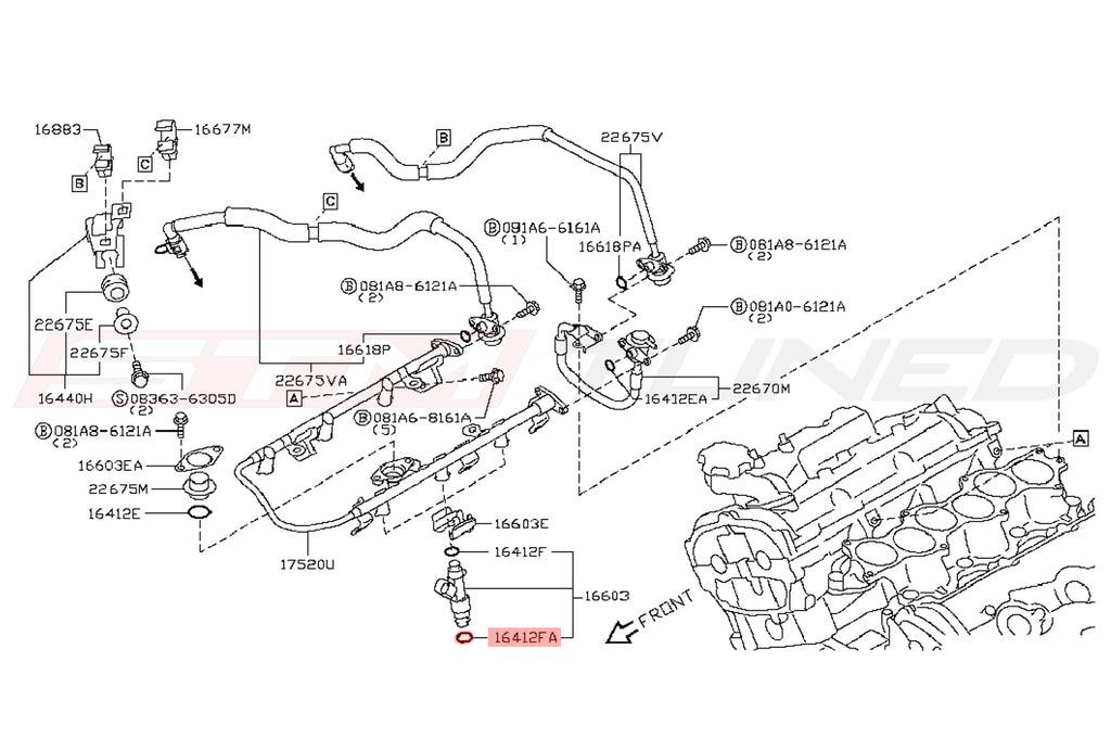 Nissan OEM Fuel Injector Lower O-Ring for R35 GTR (16618-EA000)