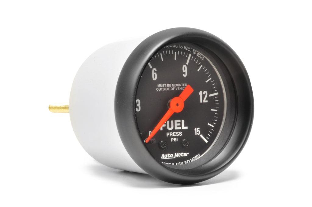 Auto Meter Z 52mm Fuel Pressure Gauge 0-15 PSI Mech (2603)