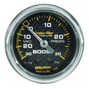 Boost/Vacuum: -30 to 30 PSI - Carbon Fiber Mechanical Gauge (2 1/16)