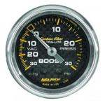 Boost/Vacuum: -30 to 30 PSI - Carbon Fiber Mechanical Gauge (2 1/16)