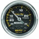Boost/Vacuum: -30 to 30 PSI - Carbon Fiber Mechanical Gauge (2 5/8)