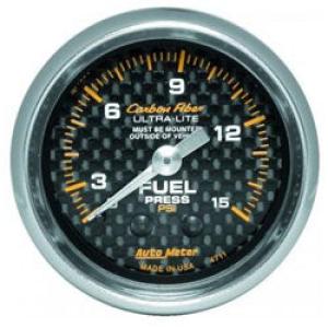 Fuel Pressure: 0-15 PSI - Carbon Fiber Mechanical Gauge (2 1/16)