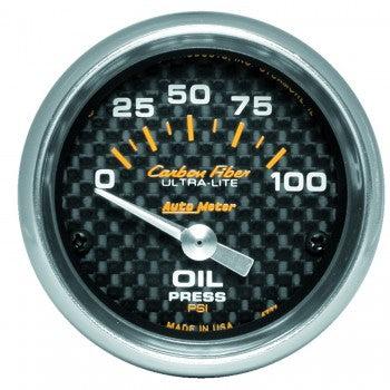 Oil Pressure: 0-100 PSI - Carbon Fiber Air-Core Gauge (2 1/16)
