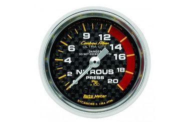 Nitrous Pressure: 0-2000 PSI - Carbon Fiber Mechanical Gauge (2 1/16)
