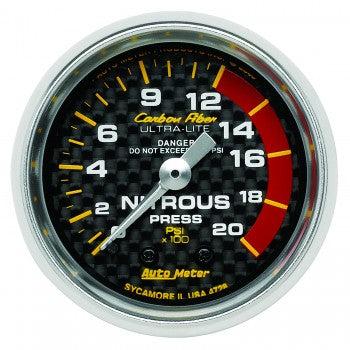 Nitrous Pressure: 0-2000 PSI - Carbon Fiber Mechanical Gauge (2 1/16)