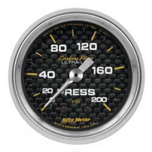 Pressure Gauge: 0-200 PSI - Carbon Fiber Mechanical Gauge (2 1/16)