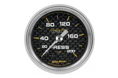 Pressure Gauge: 0-200 PSI - Carbon Fiber Mechanical Gauge (2 1/16)