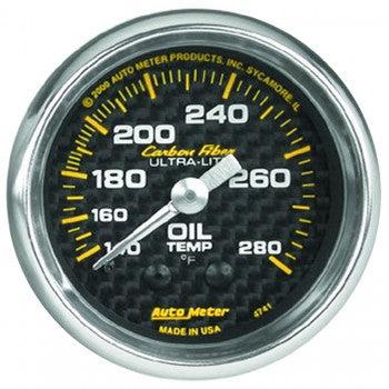 Oil Temperature: 140-280°F - Carbon Fiber Mechanical Gauge (2 1/16)