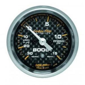 Boost/Vacuum: -30 to 15 PSI - Carbon Fiber Stepper Motor Gauge (2 1/16)