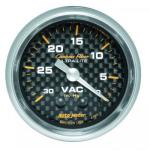 Vacuum: 0-30 inHg - Carbon Fiber Mechanical Gauge (2 5/8)