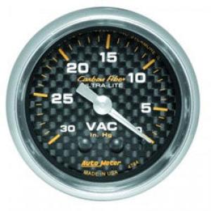 Vacuum: 0-30 inHg - Carbon Fiber Mechanical Gauge (2 5/8)