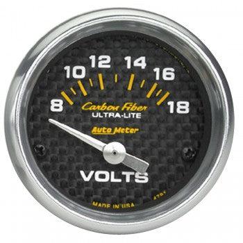 Voltmeter: 8-18V - Carbon Fiber Air-Core Gauge (2 1/16)