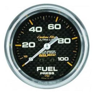 Fuel Pressure: 0-100 PSI - Carbon Fiber Mechanical Gauge (2 5/8)
