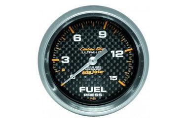 Fuel Pressure w/ Isolator: 0-15 PSI - Carbon Fiber Mechanical Gauge ( 2 5/8)