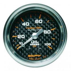 Oil Pressure: 0-100 PSI - Carbon Fiber Mechanical Gauge (2 5/8)