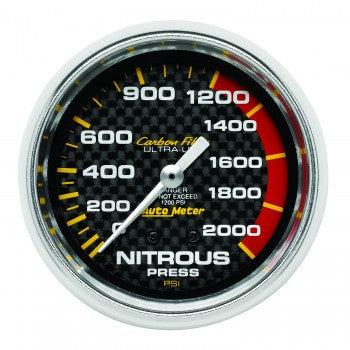 Nitrous Pressure: 0-2000 PSI - Carbon Fiber Mechanical Gauge (2 5/8)