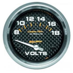 Voltmeter: 8-18V - Carbon Fiber Air-Core Gauge (2 5/8)