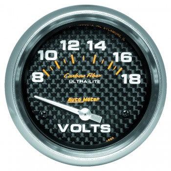 Voltmeter: 8-18V - Carbon Fiber Air-Core Gauge (2 5/8)