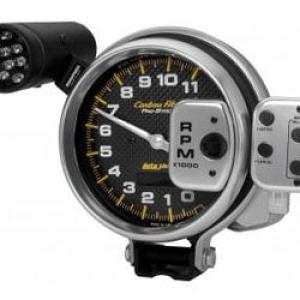 Tachometer: 0-11,000 RPM - Carbon Fiber Pro-Stock Pedestal w/ Super Lite & Peak Mem (5)