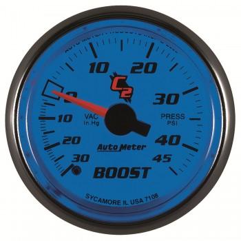 Boost/Vacuum: -30 to 45 PSI - C2 Mechanical Gauge (2 1/16)