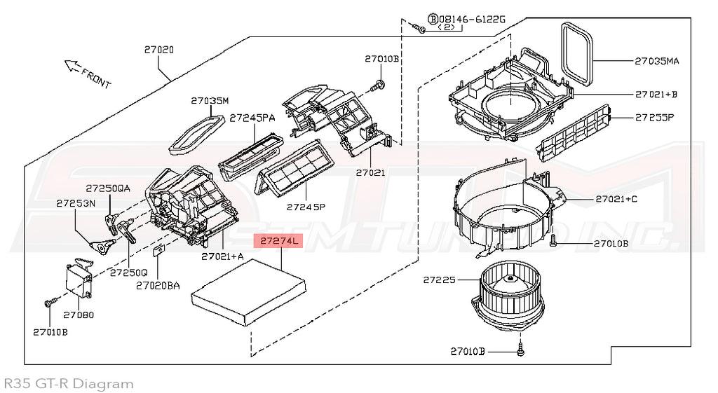 Nissan OEM Cabin Air Filter for R35 GTR (27277-VX01A)