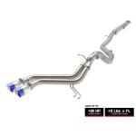 aFe Takeda Veloster Turbo 2-1/2 IN to 3 IN 304 Stainless Steel Cat-Back Exhaust System-Dual 4 Blue Flame Tips