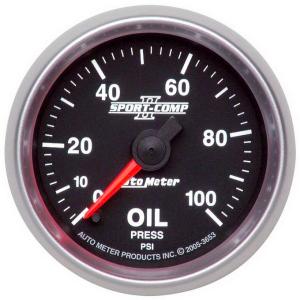 AutoMeter 52mm Sport Comp II Stepper Motor 0-100 PSI Oil Pressure Gauge (3653)