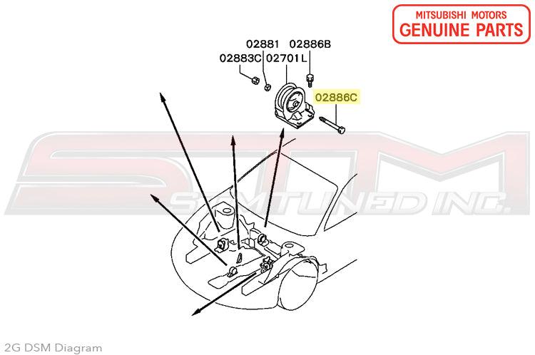 Mitsubishi OEM Rear Motor Mount Center Bolt for 2G DSM (MB007173)