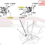 Mitsubishi RH Transmission Side Motor Mount Nut - 2G DSM