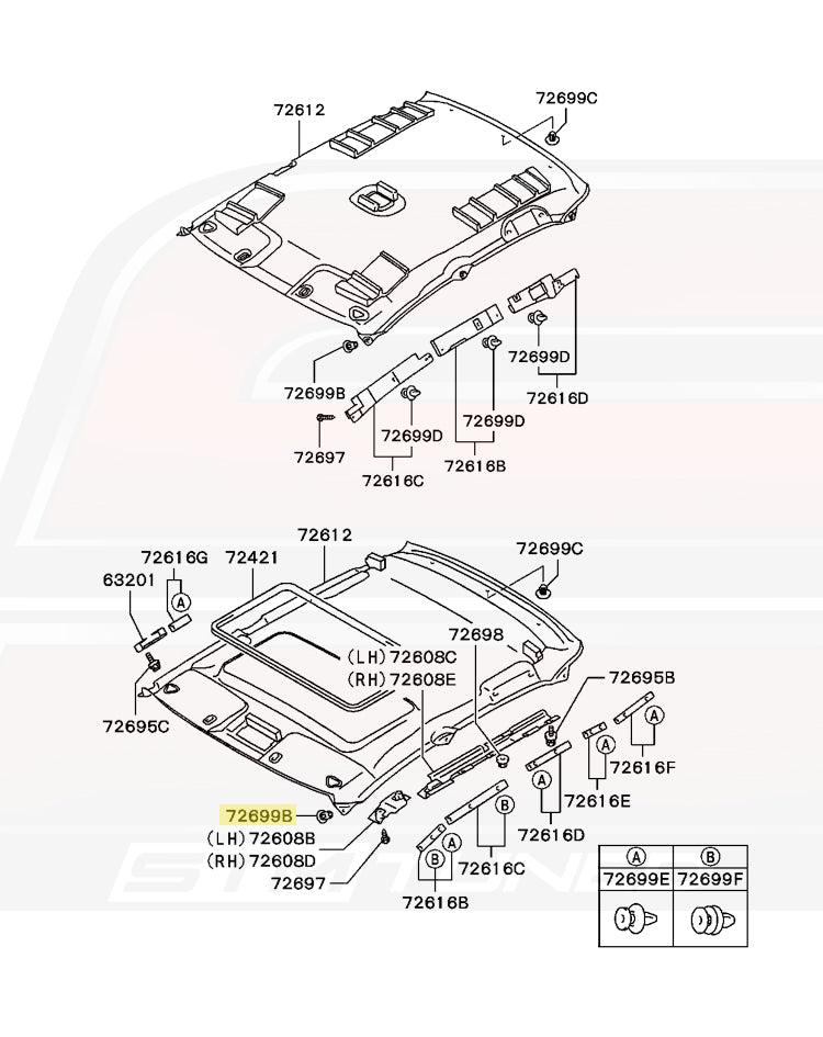 Mitsubishi OEM Headliner A-Pillar Clip for Evo 7/8/9 (MB817060)