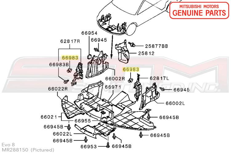 Mitsubishi Engine Splash Shield Clips (MR288150) - Evo 8/9