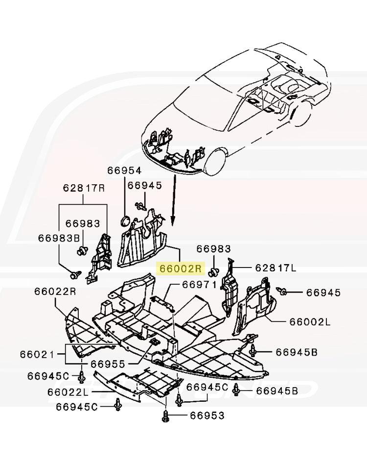Mitsubishi OEM Engine Splash Shield RH for Evo 7/8/9 (MR447734)