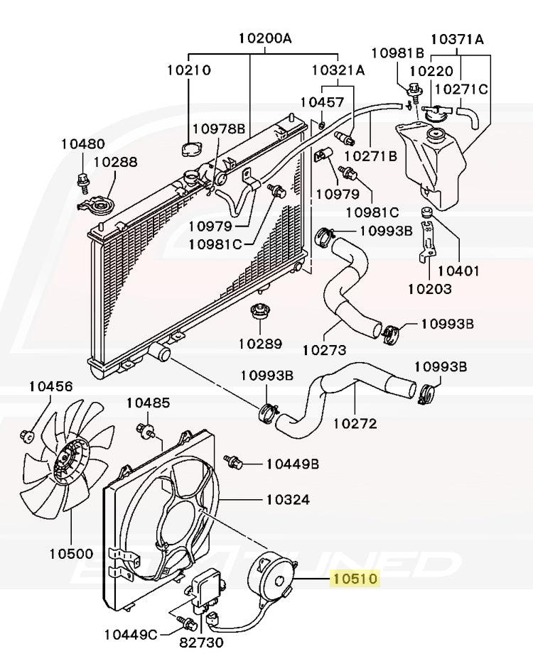 Mitsubishi OEM Radiator Fan Motor for Evo 7/8/9 (MR464619)