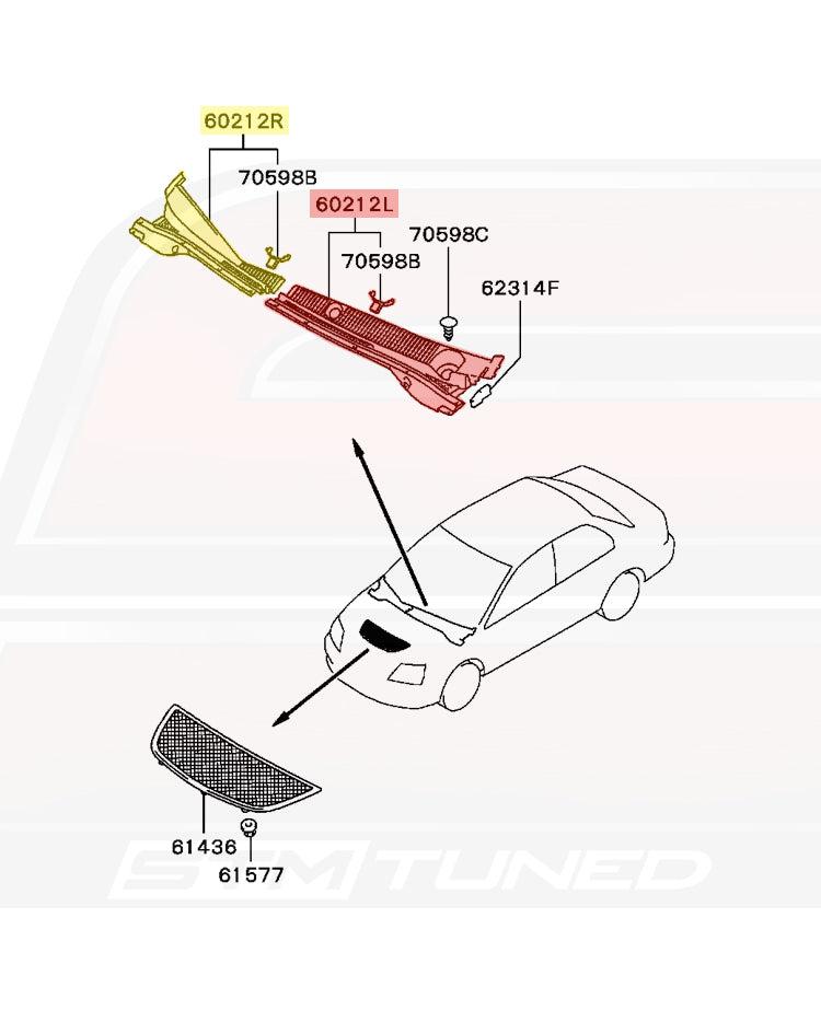 Mitsubishi OEM Windshield Front Deck Garnish for Evo 8/9