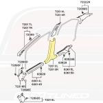 Mitsubishi OEM B-Pillar Trim Center Lower LH for Evo 7/8/9 (MR627160)