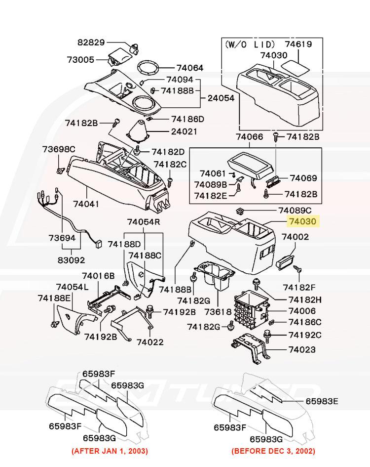 Mitsubishi OEM Floor Center Console Open Pocket RS for Evo 7/8/9 (MR630442) *Backorder*
