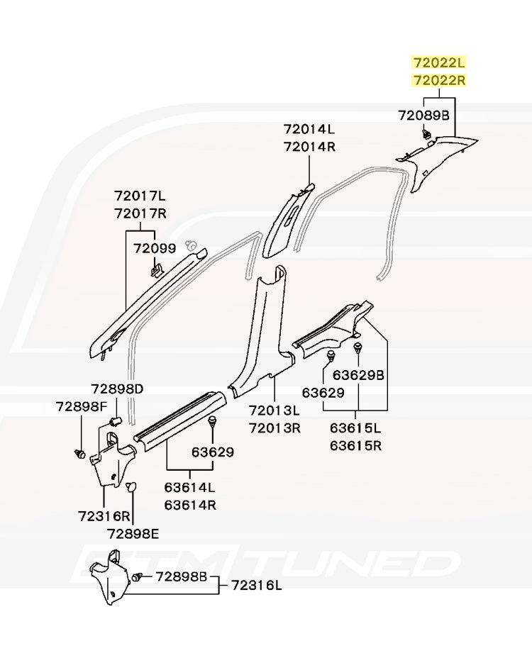 Mitsubishi OEM Rear (C) Pillar Trim for Evo 7/8/9