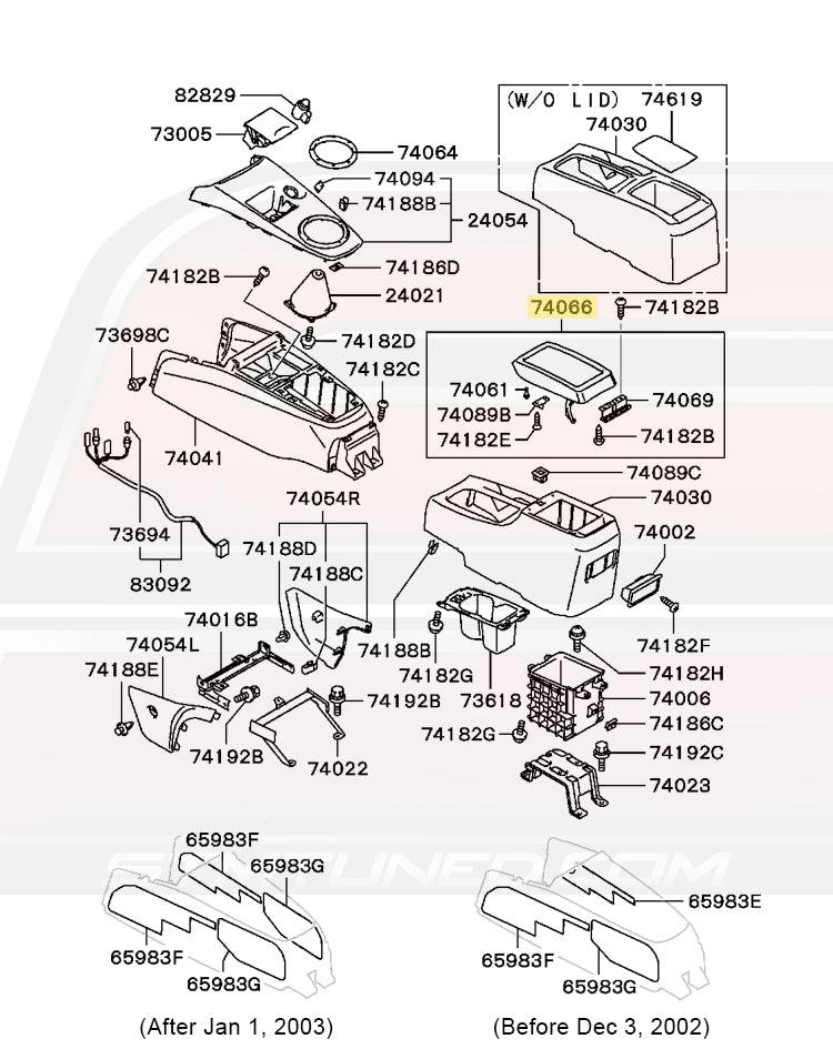 Mitsubishi OEM Suede Armrest for Evo 7/8/9 (MR633889)
