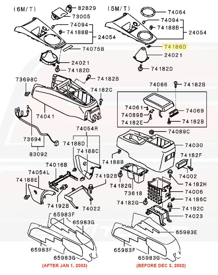 Mitsubishi OEM Center Console Clip for Evo 7/8/9 (MU000329)