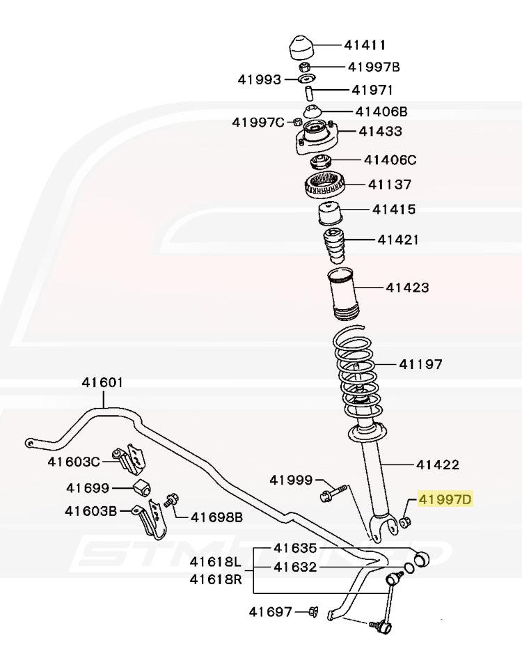 Mitsubishi OEM Rear Lower Suspension Nut for Evo 4-9 (MU431503)