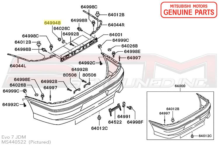 Mitsubishi Rear Bumper License Plate Bracket Nut - Evo 7/8/9
