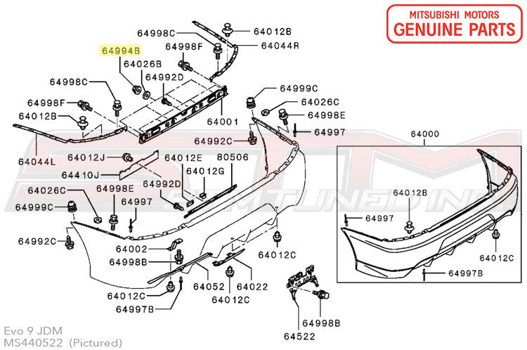 Mitsubishi Rear Bumper License Plate Bracket Nut - Evo 7/8/9