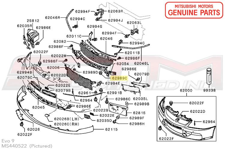 Mitsubishi Front Bumper Support Nut - Evo 7/9