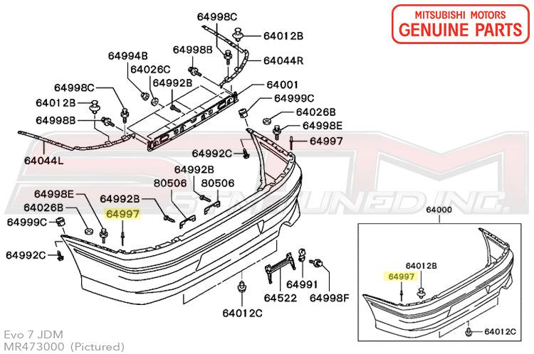 Mitsubishi Bumper Rivet (Silver) - Evo 7/8/9