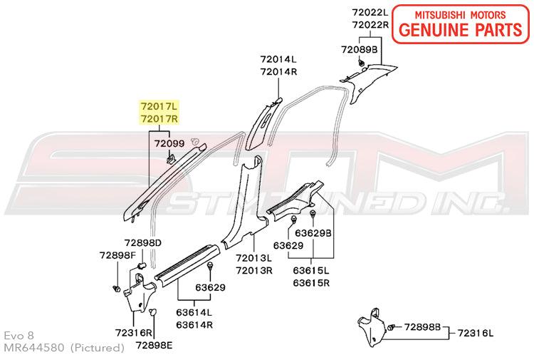 Mitsubishi Front (A) Pillar Trim without Speaker Cover - Evo 7/8/9